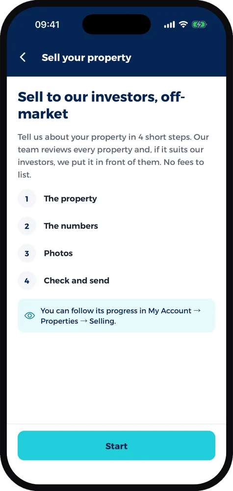 Selling a property in the app